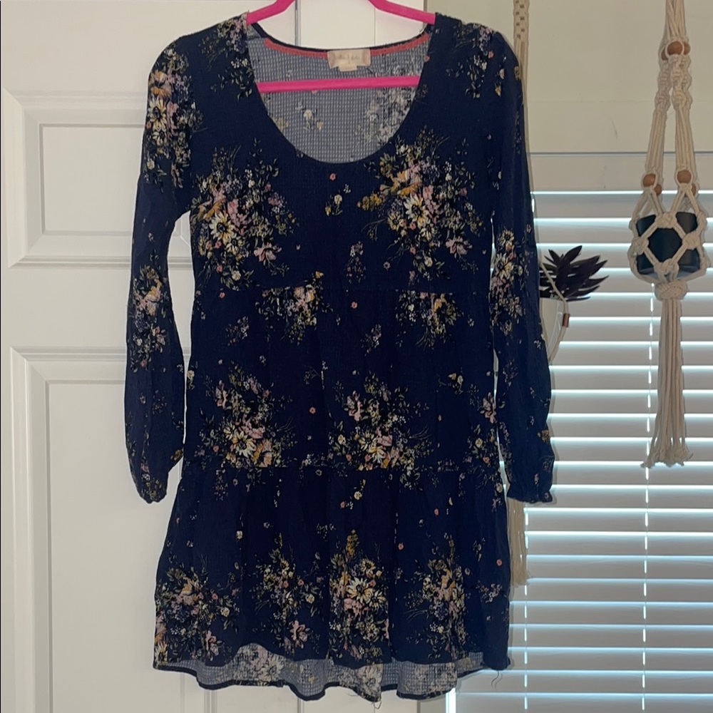 Textured navy floral Dress